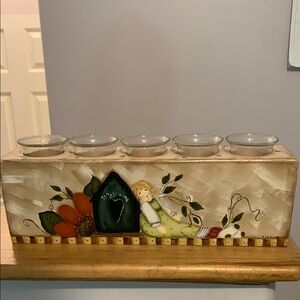 🎅 Santa Wood 🍁Fall Candle Holder/Christmas 🌲